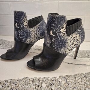 Calvin Klein Blue and Cream Snakeskin Heeled Boots